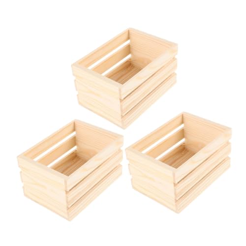 Anneome 3 Stück Teiliges Mini Holzkorb Kiefernholz Handgefertigte Miniatur Aufbewahrungskisten für Puppenhaus Vielseitige Kleine Aufbewahrung für Getränke Lebensmittel und Bastelprojekte von Anneome