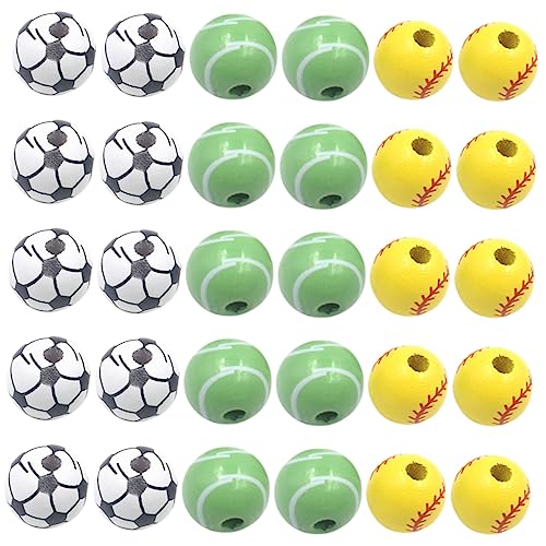 Anneome 30 Stück Sport Ball Holzperlen Diy Schmuckperlen für Bastelprojekte für Armbänder Dekoration und Partybedarf Langlebig und Einfach zu Verarbeiten Anneome 30 Stück Sport Ball Holzperlen Diy Schmuckperlen für Bastelprojekte für Armbänder Dekoration und Partybedarf Langlebig und Einfach zu Verarbeiten von Anneome