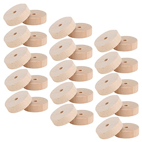 Anneome 30Stücke Holzräder für DIY Runde Holzräder Dicke Innendurchmesser Bastelmaterialien für Kinderkunst und Projekte von Anneome