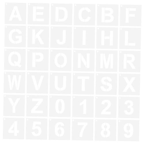 Anneome 36 Stück Teiliges Alphabet Schablonen Wiederverwendbare Buchstaben und Zahlen Schablonen Langlebigem Pet Material für Kunst Handwerk Malerei Holz Wand Stoff und Kreidetafel von Anneome
