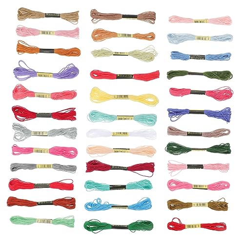Anneome 36 Stück Teiliges Farbiges Stickgarn für DIY Stickerei Farben Strängige Baumwollfäden für Handarbeiten Langlebig für Kreative Projekte von Anneome