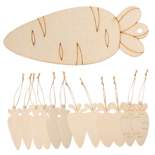 Anneome 36 Stück Unfertige Holz Osterdeko Holzscheiben Karotten für Diy Bastelprojekte für Ostern Unbemalte Holz Ausschnitte zum Aufhängen von Anneome