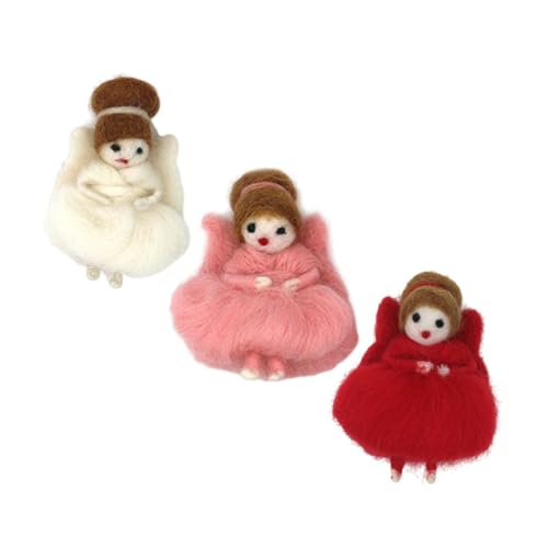 Anneome 3Stücke Wollfilz Engelspuppe Teilig Handgefertigte Süße Tanzfigur Schlüsselanhänger DIY Nadel Filzen Ornament Bezauberndes für Sammler und von Anneome