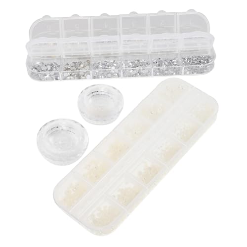 Anneome 4 Boxen Nagelkunst Ab Kristalle Glas Strasssteine Flatback Perlen Nail Art Dekorationen für Nägel Gesicht Kleidung und DIY Bastelprojekte Vielseitige Schmucksteine für Partys und von Anneome