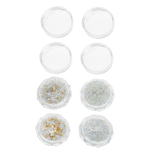 Anneome 4 Boxen Perlen Nail Art Boxen mit Hochglänzenden Dreidimensionalen Perlen Vielseitig für Natürliche und Künstliche Nägel Bastel und Schmuckverzierung von Anneome