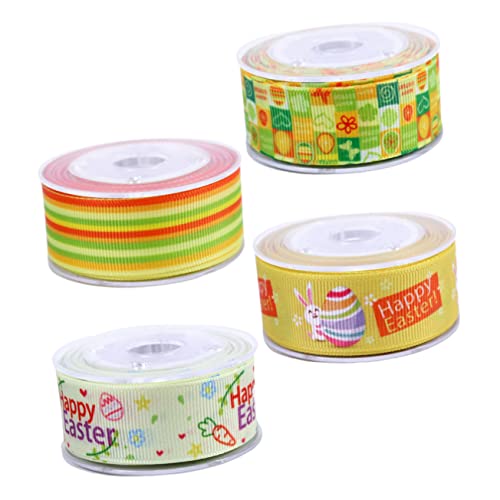 Anneome 4 Rollen DIY Bandset Breites Satinband mit Liebevollem Ostermuster für Bastelprojekte und Geschenkverpackungen für Dekorationen und von Anneome