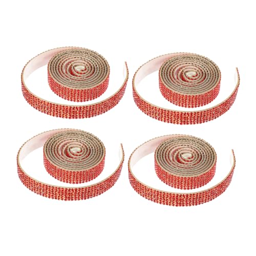 Anneome 4 Rollen Roter Strassaufnäher mit Selbstklebender Rückseite Eisen Strass Applikation für Brautkleid Gürtel DIY Dekoration für Hochzeitskleidung und Bastelarbeiten von Anneome