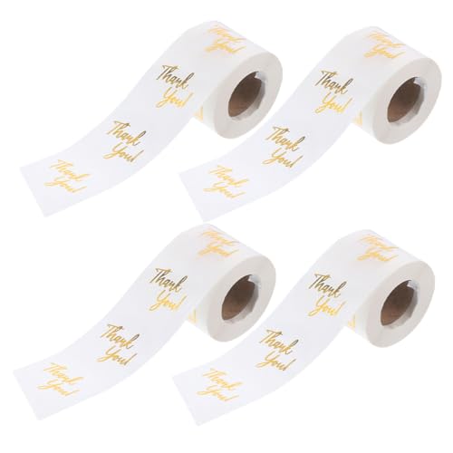 Anneome 4 Rollen Transparent Goldfolie Danke für Ihre Bestellung Aufkleber Selbstklebende Etiketten für Verpackungen und Kleine Unternehmen von Anneome