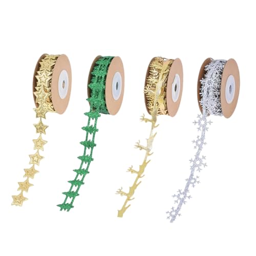 Anneome 4 Rollen Weihnachtsband mit Schneeflocken-glitzer Vielseitiges Satinband für Geschenkverpackung Diy-weihnachtsdeko Schleifenherstellung und Festliche Baumdekorationen Anneome 4 Rollen Weihnachtsband mit Schneeflocken-glitzer Vielseitiges Satinband für Geschenkverpackung Diy-weihnachtsdeko Schleifenherstellung und Festliche Baumdekorationen von Anneome