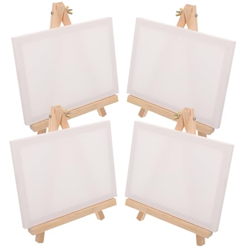 Anneome 4 Sätze Mini- Klein Leinwände Zum Malen Mini -leinwände Leinwandplatte Steht Für Kunst Quadratische Zum Malen Tragbar Staffeleien Bemalen Segeltuch von Anneome