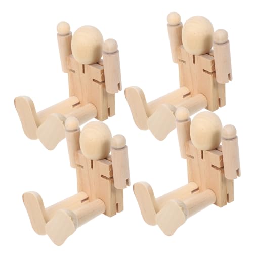 Anneome 4 Stück Große Holzroboter Figuren Unbemalte Bewegliche Gelenkpüppchen für DIY Bastelmaterial zum Malen Puppenhausdekoration und Gestalten Anneome 4 Stück Große Holzroboter Figuren Unbemalte Bewegliche Gelenkpüppchen für DIY Bastelmaterial zum Malen Puppenhausdekoration und Gestalten von Anneome