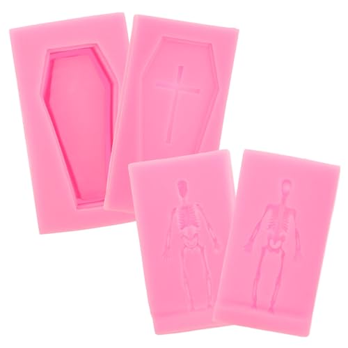 Anneome 4 Stück Halloween Silikonform Skelett Kerzenform für Diy Duftkerzen Kreative Gießform Langlebigem Silikon für Halloween Dekoration und Handwerksprojekte von Anneome