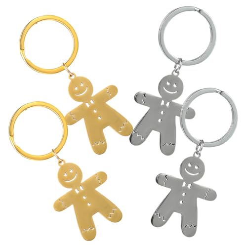 Anneome 4 Stück Lebkuchenmann Schlüsselanhänger Doppel Bh Weihnachtsleiter Lichtknopf Platte Wiederaufladbarer Karabiner Lebkuchenornamente Für Tablett Spender Gastgeschenk von Anneome