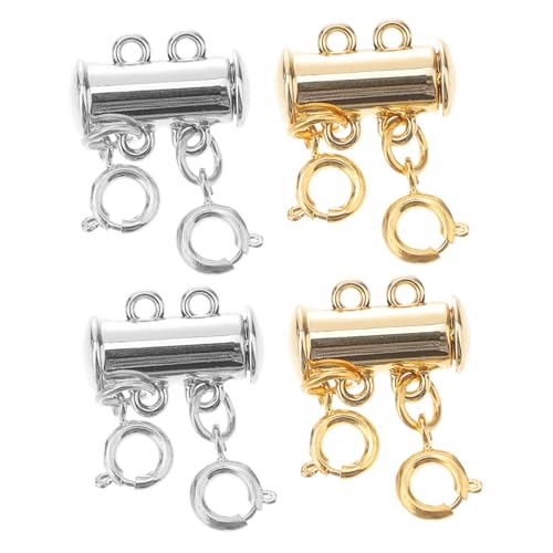 Anneome 4 Stück Magnetische Anschlussschnalle personalisierte halskette armband zubehör Halskette Abstandshalter goldene Accessoires für Frauen doppelt Schiebeverschluss Halskettenschnalle von Anneome