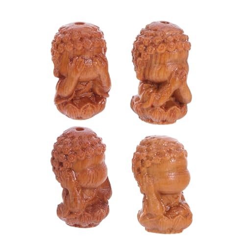 Anneome 4 Stück Natürliche Holzperlen für Diy-schmuck Geschnitzte Tibetische Wohlstands-göttin mit Einzigartige Holzperlen für Armbänder und Halsketten Vielseitiges Bastelzubehör von Anneome