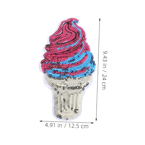 Anneome 4 Stück Teiliges Eiscreme Pailletten Bügelbild Bestickte Applikationen zum Aufbügeln DIY Kleidung Aufnäher für T Shirts Jeans Hüte Dekorative Kreative Reparatur und Verschönerung von Anneome