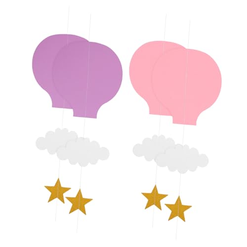 Anneome 4 Stück Teiliges Heißluftballon und Wolken Party Deko Wiederverwendbare Leichte Hängeornamente für Kindergarten Geburtstagsfeiern Kinderfreundliche Raumdekoration Einfach zu von Anneome