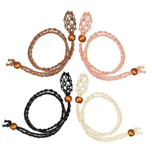 Anneome 4 Stück Teiliges Kristallanhänger Verstellbaren Schmuckbändern Handgewebter Netzsteinhalter für DIY Halsketten Vielseitiger Edelsteinhalter für Besondere Anlässe und Geschenkideen von Anneome