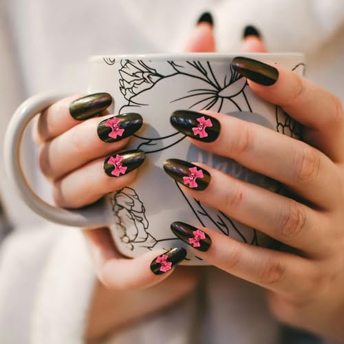 Anneome 40 Stück Teiliges Nail Art Charms mit Glänzenden Schleifen und Strasssteinen Nagel Schmuck für Maniküre Farblich Gemischt in und Dunkelpink Geeignet für Nagelkunst und DIY von Anneome