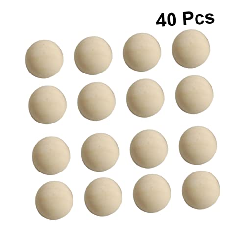 Anneome 40 Stück halbe Holzperlen zum Basteln drinnen Kugel Ö Spielzeugball Halbperlen zum Basteln DIY- Bälle für halbrunde Holzperlen halbe Perle Mini-Bastelbedarf Bambus von Anneome