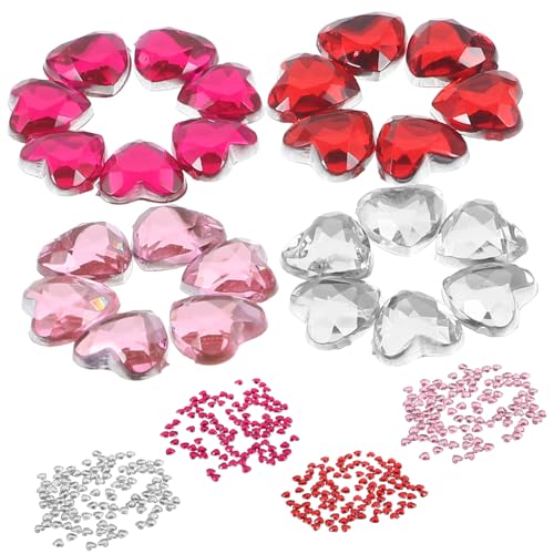 Anneome 400 Stück Herzförmige Acryl Strasssteine Diy Dekorationsset Rosa und Weiß Glitzernde Rhinestones für Hochzeitsdeko Bastelprojekte und Schmuckdesign von Anneome