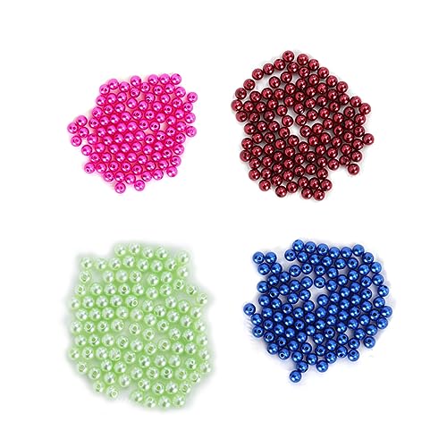 Anneome 400 Stück Nachahmungsperle lose Perlen Schmuck Abstandsperlen Bands facettiert Rosa Schlüssel Blau gefärbte Perlen runde Perlen für die Herstellung von Halsketten Perlen von Anneome