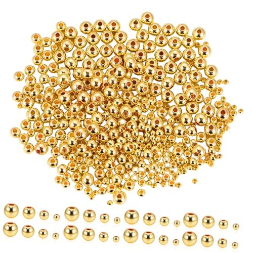 Anneome 400 Stück Spacer Perlen Glatte Runde Perlen für Armbänder und Ketten Farblich Beständige DIY Schmuckperlen für Schmuckherstellung von Anneome