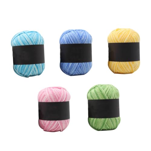 Anneome 5 Rollen Baumwollgarn Baumwolle Faden grob gestrickte Decke weiches Strickgarn klobig Schüttgut Wollstrickgarn DIY wollgarn Multipack Garnbündel Nähen Grün Handstrickgarn Häkelgarn von Anneome