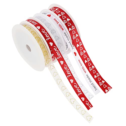 Anneome 5 Rollen Geschenkband mit Herzmuster Mehrfarbiges Satin Geschenkband für Valentinstag Hochzeit Partydekoration und Geschenkverpackung Festliche Schleifenbänder von Anneome