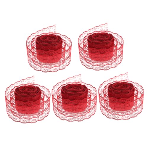 Anneome 5 Rollen Spitzenband Diy Geschenkband Weinrot Dekorative Ribbons für Blumen Basteln Hochzeiten und Feste Wiederverwendbar Elegantes Design von Anneome