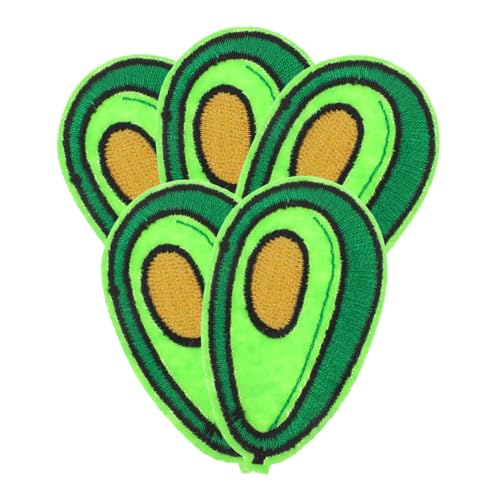 Anneome 5 Stück Avocado Aufnäher Bestickte Cartoon Patches zum Aufbügeln für Diy Kleidung Früchte Applikationen für Jacken Taschen und Mehr von Anneome