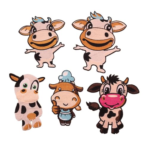 Anneome 5 Stück Hydrosoluble Cattle Embroidery Patches Tierische Applikationen zur Reparatur von Kleidung Zufälliger Stil für Jeans Taschen und Kostüme von Anneome