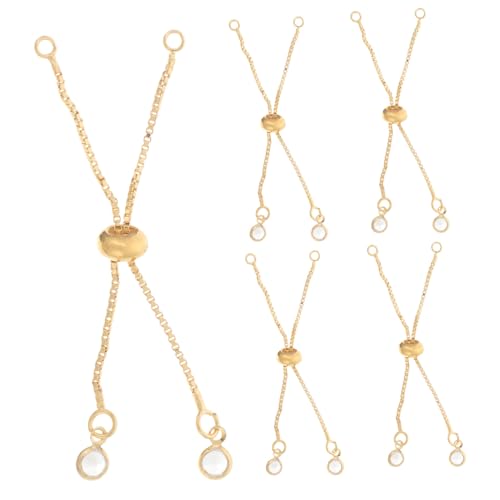 Anneome 5 Stück Teiliges Armband verlängerungsketten Echtgold mit Verstellbarem Schieber und Kugelenden Langlebig Poliert für DIY Schmuckherstellung und Individuelle Armbandgrößen von Anneome