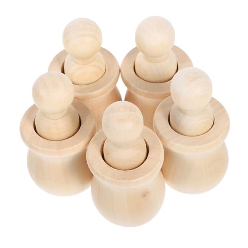 Anneome 5 Stück Teiliges DIY Set Blanko Holzklammerpuppen Kindersicheren Materialien zum Bemalen und Gestalten Fördert Kreativität und Interaktives von Anneome