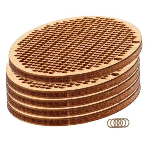 Anneome 5 Stück Teiliges Kreuzstich Holzanhänger Diy Holzchips Pendants für Designs Handgefertigte Dekorationen Kreative Accessoires für Kleidung und Bücher von Anneome
