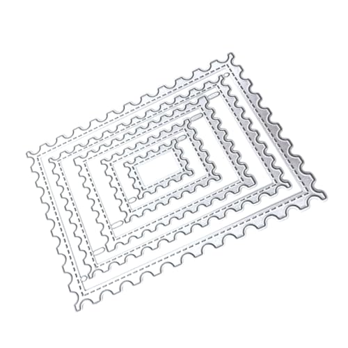 Anneome 5 Stück Teiliges Rechteckige Stanzformen mit Punktlinie Metall Schneidewerkzeuge für Scrapbooking Kartenherstellung und Kreative Bastelprojekte Silberne Prägeschablonen von Anneome