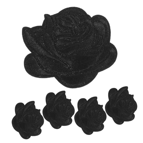Anneome 5 Stück Teiliges Schwarze Rosen Bügelflicken Bestickte Blumenapplikationen zum Aufbügeln für Kleidung Jacken Jeans Hüte Taschen Vielseitige Reparatur und Dekorationspatches von Anneome