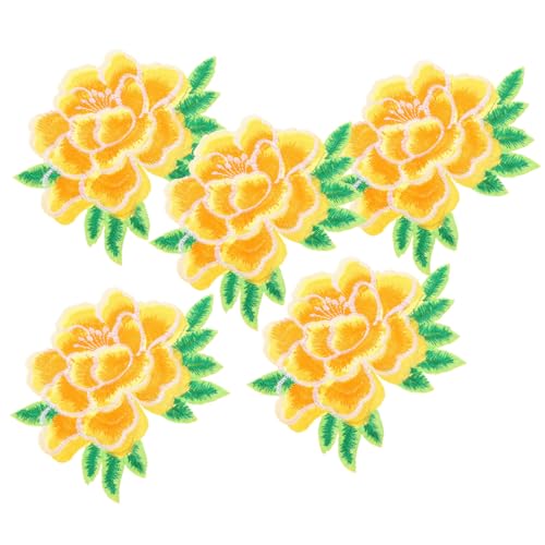 Anneome 5 Stück bügelbilder Stoffflicken für Kleidung Aufnäher für Jeans Paillettengewebe Flicken nähen bestickt Flecken Mini-Bügeleisen zum Nähen Taschenaufnäher Polyester Yellow von Anneome