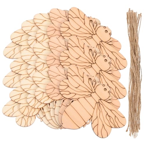 Anneome 50 Sätze Teiliges DIY Holzscheiben Bienenform Bemalen und Basteln Naturbelassene Holzanhänger mit Juteschnur Leichte Rustikale Holzstücke für Heim und Partydekoration Anneome 50 Sätze Teiliges DIY Holzscheiben Bienenform Bemalen und Basteln Naturbelassene Holzanhänger mit Juteschnur Leichte Rustikale Holzstücke für Heim und Partydekoration von Anneome