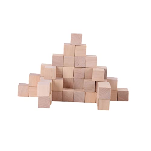 Anneome 50 Stück Bastelwürfel Quadrate klein Schnitzblöcke aus Lindenholz Gebäude Schüttgut Plus Holzblöcke Holzdekoration Holzbausätze quadratischer Holzblock selber machen Bambus von Anneome