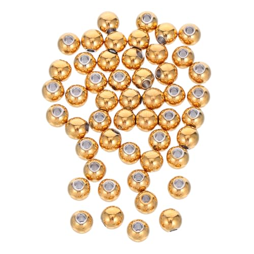 Anneome 50 Stück Edelstahl Spacer Perlen Rund Glatt Kleine Schmuckperlen mit Loch für Armbänder Halsketten DIY Schmuckherstellung und Basteln von Anneome