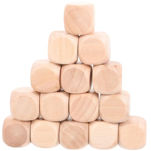 Anneome 50 Stück Hölzerne Leere Würfel klein Größe unvollendet einseitig Leere Würfel Masse sechs Würfel Handwerk Puzzle Würfel quadratische Blöcke Würfel kreativ Bambus von Anneome