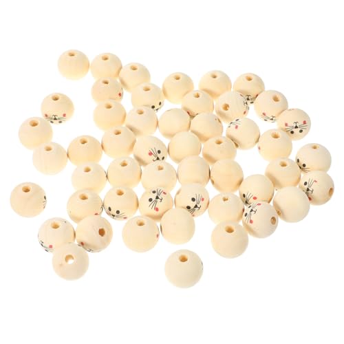 Anneome 50 Stück Holzperlen für Diy Bastelprojekte Runde Gelochte Holzperlen Natürlichem Farbton für Armbänder und Dekorationen von Anneome