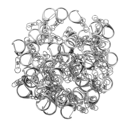 Anneome 50 Stück Metall Drehkarabiner Schlüsselanhänger Clips aus Legierung mit D-ring Rutschfest Kompakt und Leicht für DIY Bastelprojekte Taschen Schlüssel und Schmuckzubehör von Anneome