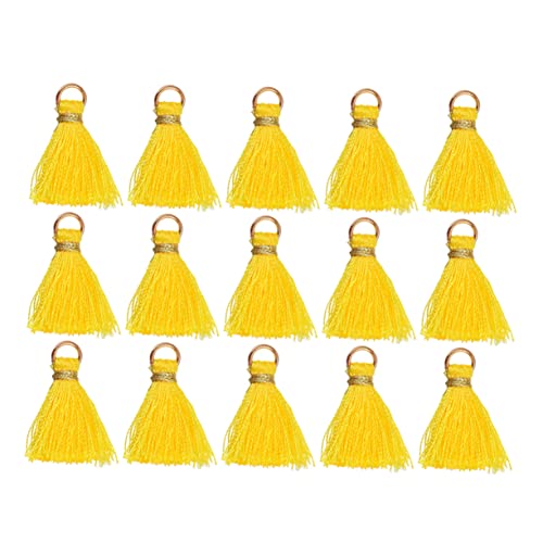 Anneome 50 Stück Quaste Anhänger seidige handgemachte Quaste Gold Quasten-Charme quasten für lesezeichen Schlüsselanhänger Tassel dekoration Fan-Anhänger Fächerquaste Rayon Yellow von Anneome