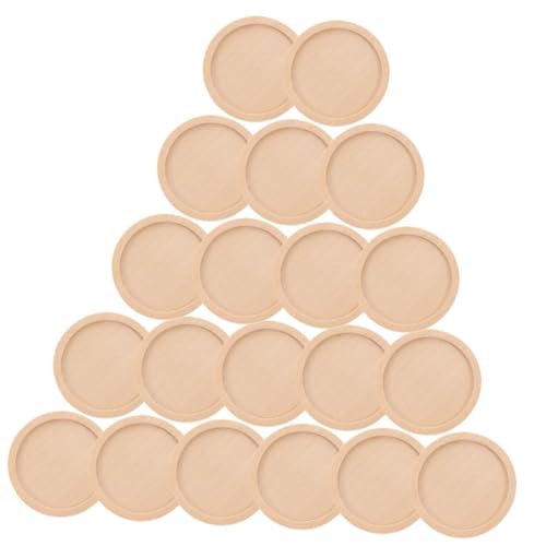 Anneome 50 Stück Runde Holzperlen Fassung Anhänger Rohlinge DIY Schmuckzubehör Stabile Holzbasis zum Bemalen Resin Schmuckherstellung Zubehör von Anneome