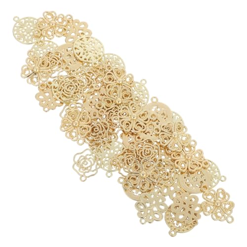 Anneome 50 Stück Teiliges Goldene Barock-anhänger mit Doppelloch Flache Chinesische Knoten Blumen-designs Vielseitige Schmuckverbinder für Diy-armband Halskette Ohrring Zubehör von Anneome