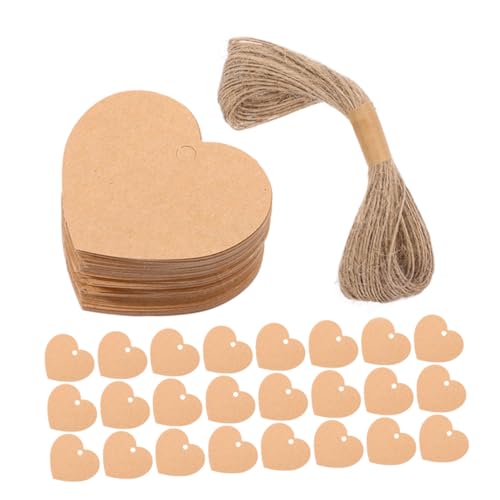 Anneome 500 Stück Handgefertigte Geschenkanhänger Hochzeitsbevorzugungs-tags Kraftpapier -tags Herzanhänger Aus Kraftpapier Preisschilder Aus Kraft Herzförmige Anhänger Hellbraun Hanfseil von Anneome