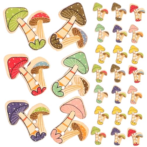 Anneome 50stücke Holzknöpfe Im Cartoon-pilzdesign Nähzubehör Für Kinderbekleidung Dekorative Bastelknöpfe Für Kreative Projekte Leicht Und Praktisch Zum Annähen von Anneome