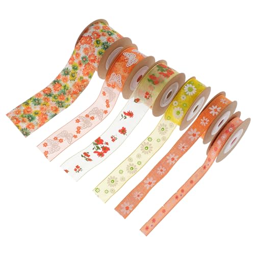 Anneome 6 Rollen Blumenmuster Geschenkband Multi Funktionales Bastelband Schneidbar für Diy Projekte Kleidung Haaraccessoires und Festlichkeiten von Anneome